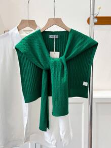 1pc Women Solid Color Crochet Pattern Dopamine Design Candy Color Bright Scarf Shawl
