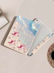 غطاء لأجهزة iPad متوافق مع iPad (A16) الجيل 11 بمقاس 11 بوصة 2025 ، وiPad Air 11 (2025) ، وiPad الجيل 10 بمقاس 10.9 بوصة 2022 مع حامل قلم ، مثلث القاعدة ، غطاء واقي ، صحوة/ سبات تلقائي ، هدية جميلة لعودة المدارس ، عيد الحب ، العطلات ، مطبوع عليه طبعات أمواج وأسماك السلحفاة والنجوم البحرية