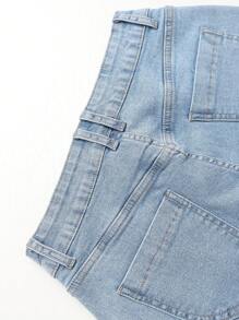 Shorts di jeans casual per donne, di colore solido, sexy, con tasche, cerniera e bottoni, adatti per l'estate, le vacanze e i viaggi