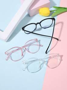 3 副青少年 12-16 岁亚克力休闲圆框时尚眼镜，适合日常阅读、校园服饰 - 彩色 - 查看 4