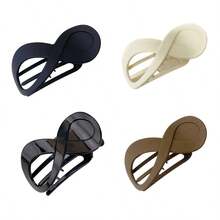 发夹 4 件多色发夹后脑勺鸭嘴夹发夹高级感八字夹简约百搭发饰优雅爪夹，学校用品，学院秋季配饰