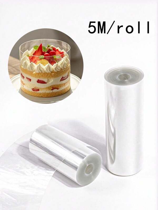 5M/Roll Clear Acetate Cake Collars, Cake Roll, Elegant Cake Packaging, Edging Decor, Cake Plastic Packaging, Cake Wrap Film, Mousse Cake Slice, Baking Decor DIY Cake Collar, Shaker Card Making, Mousse, Chocolate And Pastry Food Decor, Perfect Baking Accessories For Home And Professional Use, Cake Decorations For Birthday, Wedding, Graduation, Mother's Day, Father's Day, Baby Shower, Gender Reveal
