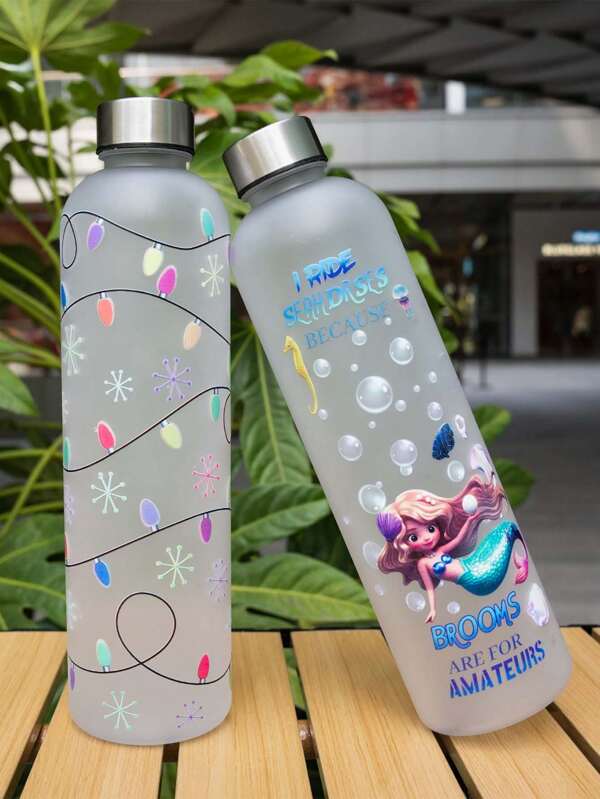 1pc 33OZ Plastic Water Bottle With Metal Cap, Fashion Design, Multiple Patterns Available Including 3D Patterns, Portable And Durable, Suitable For School, Camping, Sports, Fitness, Parties, Travel, Holiday Gifts And More