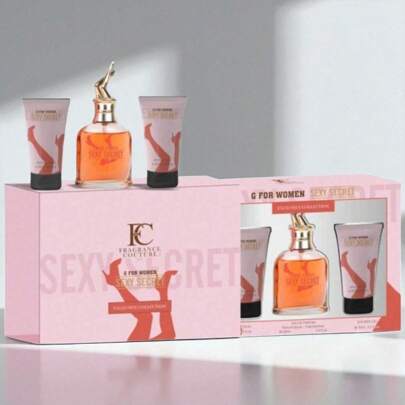 EverlyX Zestaw perfum damskich Fragrance Couture "Sexy Secret for Women" – zawiera 100 ml wody perfumowanej, 90 ml balsamu do ciała i 90 ml żelu pod prysznic – ciepły, kobiecy zapach z kwiatowymi i słodkimi akordami – idealny na prezent lub do codziennego użytku – ✅ Dostawa w ciągu 3-5 dni