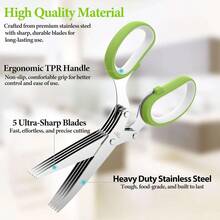 2025 Upgraded Herb Scissors Effortless Herb Shears Cutter Tool With Sharp Stainless Steel Blades For Fresh Herbs MustHave Kitchen And Cooking Gadget Green - Green - View 2