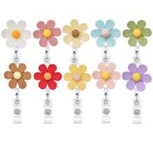 1pc/3pcs/10pcs Colorful Flower Retractable Badge Reel, Nurse Doctor Student Office Gift Stretchy ID Card Holder,School Supplies,Back To School - Multicolor - View 11