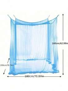 1pc Lightweight Polyester Mesh Canopy Bed Curtain - Portable Summer Mosquito Net, Suitable For Patio, Porch, Camping & Bedroom Decor, Breathable Design For Quiet & Cozy Ambience, Easy To Install Mosquito Net, Summer Bedding Accessory - Blue - View 2