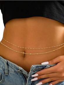 2pcs Fashionable Sexy Navel Chain & Waist Chain, Casual Beach Body Jewelry Set, Gift