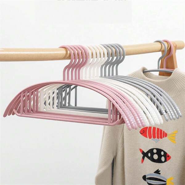 Paquete de 10 perchas anchas para ropa, perchas antideslizantes, perchas de plástico para uso doméstico, aptas para adultos, perchas, perchero, perchas, color gris