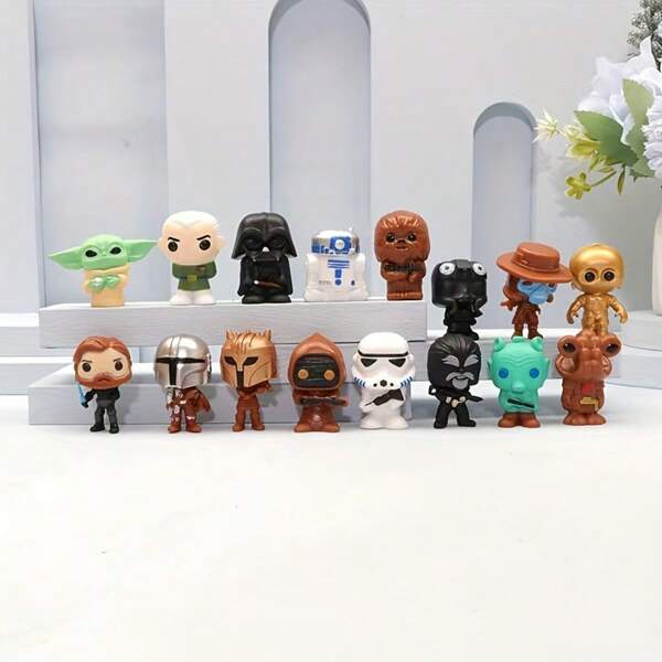 StarWars A 16pcs Mini Figurine Set From Star Wars Featuring 16 Characters, Suitable As Desktop Decorations, Room Ornaments, And Car Accessories. It'S A Great Decorative Item, Perfect As A Birthday Or Holiday Gift, Making It An Ideal Present For Family And Friends.