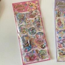 Y2K Retro Bear Bunny Sequin 3D Shake Sticker Phone Case Decoration Stickers