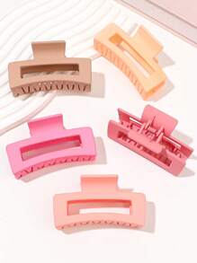 10 Stück/Set Mädchenhaft rosa Serie mittelgroße quadratische Haarclips aus Gelkautschuk matt für Frauen, Haarkralle Kombination
