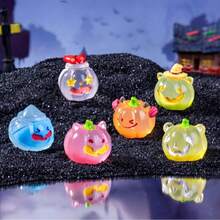 Mini decoración de Halloween, accesorios 3D de dibujos animados DIY, calabaza luminosa de dibujos animados, decoración de Halloween, ornamento de escritorio/auto, pasador de pelo DIY, decoración de casa de muñecas, regalo para fiestas, cumpleaños, Navidad, San Valentín, Año Nuevo