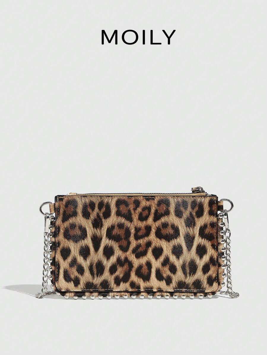 女士复古串珠链条拼接斜挎包，树皮纹理，纯色通勤信封包，方形盒包，独特设计，硬壳链条斜挎包，女士购物袋