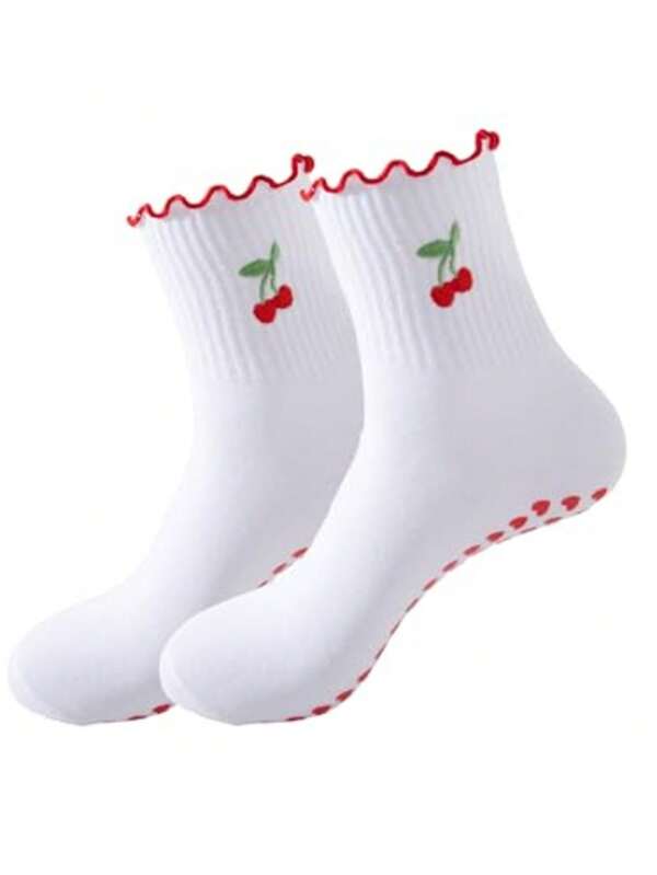 Women's Pilates Non-Slip Yoga Socks, Ballet Sports Cherry Fitness Rehabilitation Socks