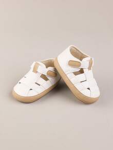 1 Pair Minimalist Two-Tone Non-Slip Flat Sandals, Versatile Design Suitable For Summer - White - View 4