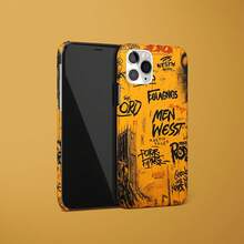 Funda para teléfono (1 unidad) YellowStreet Graffiti, acabado mate premium, compatible con phone 16 Pro/15/14/13/12/11 - Naranja - Ver 2