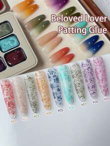 9 Colors Patting Glue Smudge Canned High Saturation Popular Semi-Solid Nail Polish Glue Nail Salon Special For Summer - 彩色 - 查看 3