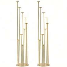 9-Arm Candle Holder, Floor Candelabra For Fireplace Decor, Gold/Black Metal Candle Stand For Pillar Tealight Candles, Suitable For Wedding, Christmas, Home Decor, Birthday Party - Multicolor - View 12