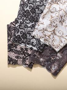 8 件女士无缝舒适柔软面料内裤，精美佩斯利印花设计 - 彩色 - 查看 4