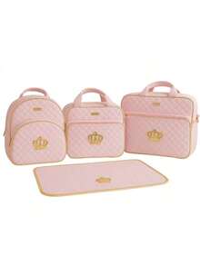 4-Piece Golden Crown Style Maternity Outing Bag Kit For Baby - 淺粉色 - 查看 2