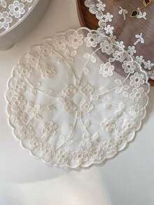 1pc Hollow Out Vintage Lace Tablecloth, With Crochet Floral Pattern - Ideal For Heat-Resistant, Air Fryer Dust Cover And Home Decor Bohemian Lace Placemat