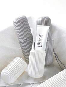 带盖牙刷架，透明牙刷盒，便携式牙膏收纳盒，旅行洗漱杯，露营、出差、返校、旅行、居家必备 - 彩色 - 查看 4