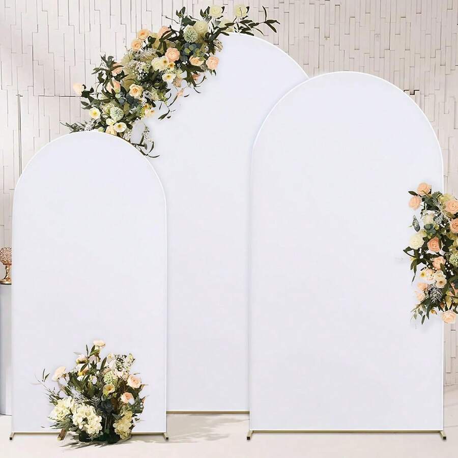 eluckya Wedding Arch Backdrop Set, Arch Covers Backdrop, Suitable For Birthday Decorations, Party Supplies, Gender Reveal Party Supplies, Wedding Decorations, Bridal Event Decorations, Baby Shower Supplies, Wedding Supplies And Arch Backdrop Frame (Arch Frame Not Included). - 白色 - 查看 1