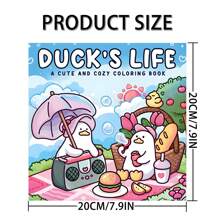 1pc, 24-Page Deluxe "Adorable Duck's Daily Life" Coloring Book, Cover In Pearlescent Paper, Inner Pages In Thicker Paper, To Relax The Mind And Unleash Creativity, Suitable For Back To School, Birthday, Thanksgiving, Easter, Christmas