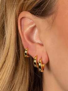 Ensemble de 3 paires de petites boucles d'oreilles créoles en or pour femmes, créoles Huggie plaquées 14K pour plusieurs piercings, boucles d'oreilles créoles délicates avec zircone cubique CZ, boucles d'oreilles créoles légères et épaisses