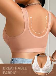 MEIYATING Sujetador sin aros de encaje, talla grande, de cobertura total, suave y transpirable para mujeres