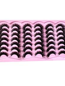 LYBCG New 21Pairs 3D Mink Lashes Soft Comfortable False Eyelashes Cat Eye Fluffy Faux Mink Lashes Wispy Lashes Dramatic Long Thick Volume Mink False Eyelashes Makeup For Daily Date Party Cosplay - 濃密款 - 查看 6