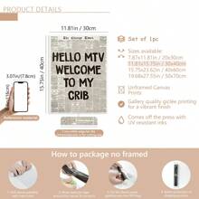 1pc Unframed Welcome To My Crib Prints - Vintage Newspaper Prints, Typographic Canvas Posters, 70's Pop Wall Art, Aesthetic Wall Art, Posters, Wall Art, Room Decoration Stuff, Modern, Quotes (Optional Frame)