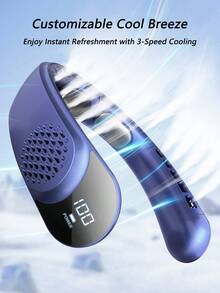 1 件挂颈风扇，带数字显示的颈扇，户外夏季降温风扇，可充电 4000mAh 挂颈风扇，带 3 速风力
