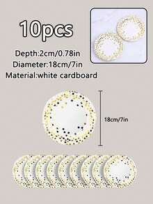7-Inch Disposable Paper Plates, 10pcs/Pack, Printed Paper Plates, Suitable For Daily Use, Holiday Family Gatherings, Parties, Picnics And Other Occasions - White - View 3
