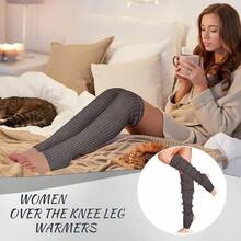 Long Leg Warmers Women 24 Inch Over Knee Knit Ribbed Leg Warmer Stirrup Yoga 80s Party Dance Ballet Supply - Dark Grey - View 3