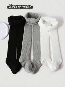 3 Pairs Girls Thermal Lined Tights, Stretchy Soft Warm Leggings, Suitable For Autumn/Winter Daily Wear, Back To School, Travel, Holidays - Random Colors