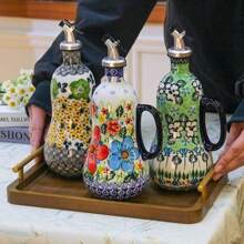 Ceramic Oil Pot Household Anti Hanging And Leak Proof Vegetable Oil Bottle Kitchen Heat-Resistant Peanut Oil Soy Sauce Olive Oil Bottle Vinegar Pot