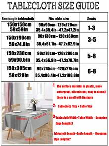 1pc Color Block Waterproof Tablecloth, Modern PVC Rectangle Table Cloth For Dinner Table - Grey - View 3