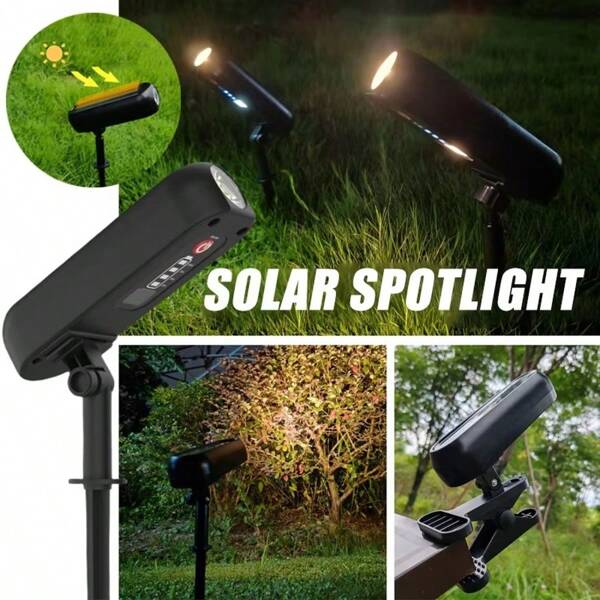 1pc 5000 Lumen Solar Powered Lights, IP65 Waterproof Spike/Wall Mount Dual Use, Super Bright Yard Spotlight, Pathway Garden Landscape Lights