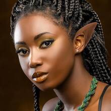 CLOUDRIVER Brown Tan Dark Ears - Halloween Renaissance LARP Masquerade Fairy Cosplay Ears Black Skin - B - Brown Short Elf Ears(1 Pair) - 查看 5