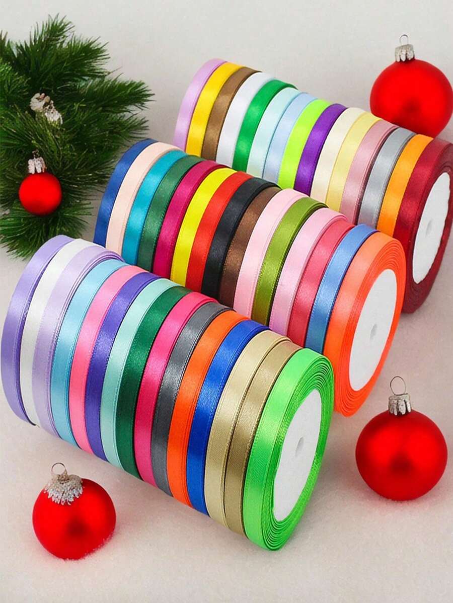1pc 1cm Satin Ribbon, Multi-Color Silk Ribbon, Flower Craft Ribbon Bow Hair Clip Birthday Gift DIY, Wavy Ribbon For Various Festivals, Parties, Birthdays, Cake Decorations, Gifts, Weddings, Floral Arrangements, Romantic Decorations