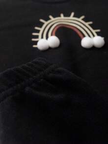 Ame Kids Pompom Long Sleeve Blouse And Pants Set - Black - View 6