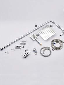 YAOPENG 1pc Shower System Includes An 8-Inch Showerhead And A Three Speed Handheld Showerhead With A Height Adjustable Bracket, Solid Brass Rails And A 60 Inch Long Stainless Steel Shower Hose, A Three Function Modified Showerhead With A Showerhead, Chrome Bathroom Bathroom Accessories Bathroom Tools - Silver - View 9