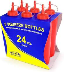 New Foodservice 26115 Squeeze Bottles, Plastic, 8 Oz,, Pack Of 6