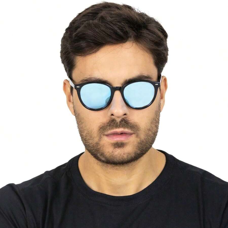 Men's Unisex Round Classic Sunglasses Colored Lenses UV400 Protection Vintage Style Modern Casual