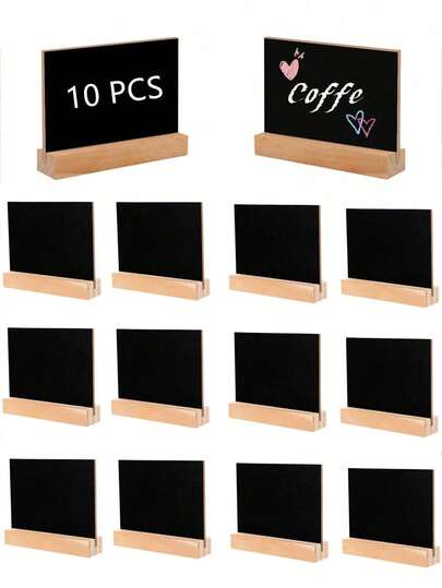 10pcs-Mini Chalkboard Signboards With Stand, With Stand Place Cards, Small Chalkboards For Table Decorations, Weddings, Birthday Parties, Table Numbers, Food Labels, Message Board Signs And Event Decorations, Restaurant Food Display, Message Boards, Small Business, Wedding, Banquet, Coffee Shop, Mother's Day Graduation, Open Bar Sigs With Holder(2.95*3.94in)
