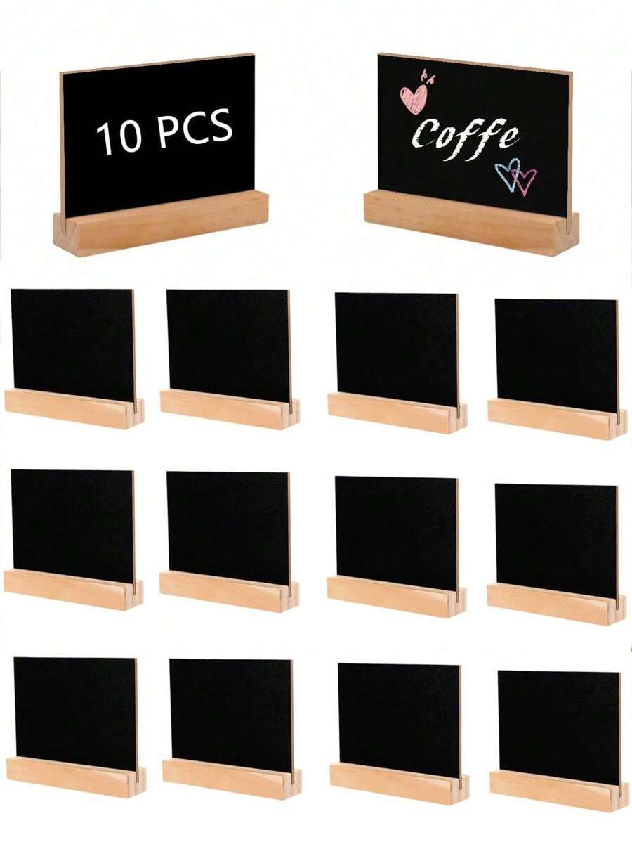 10 piezas - Pequeños pizarrones de tiza con soporte, tarjetas de lugar con soporte, pequeñas pizarras de tiza para decoraciones de mesa, bodas, fiestas de cumpleaños, números de mesa, etiquetas de comida, letreros de pizarra y decoraciones para eventos, exhibición de alimentos en restaurantes, pizarras de mensajes, pequeñas empresas, bodas, banquetes, cafeterías, Día de la Madre, graduación, letreros de barra abierta con soporte (2.95*3.94 pulgadas)