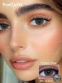 Freshlady 1 Pair, Year-Round Use, Frozen Pear -14.00mm, Drama -14.50mm Brown/Green , Natural Round Cosmetic Lenses For Work, School, Daily, Party - 0 - View 13
