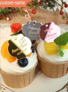 300/200/100/50/30/10/5 piezas Etiquetas de espejo acrílico personalizadas, Etiquetas de "Guarda la fecha", Con agujeros, 4 x 3.5 cm, Se pueden usar como recuerdos de baby shower, recuerdos de fiesta de boda, etiquetas con nombre personalizadas para artículos hechos a mano, etiquetas con nombre de boda, etiquetas con nombre personalizadas